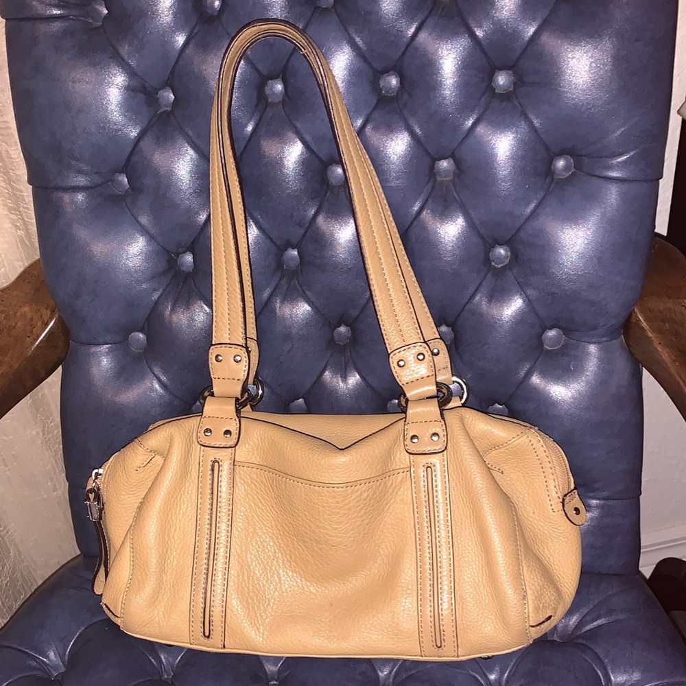Tignanello Beige Tan Pebbled Leather Shoulder Bag 👜